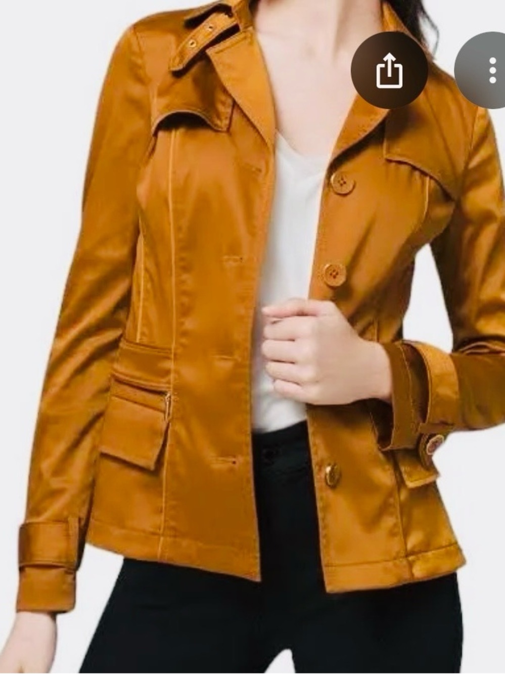 White House Black Market Satin Trench Jacket in Mustard Gold